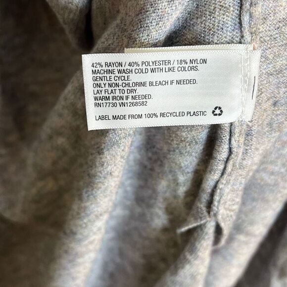 A New Day Heather Ribbed Trim Open Front Long Sleeve Duster Cardigan Gray Large - Picture 7 of 8